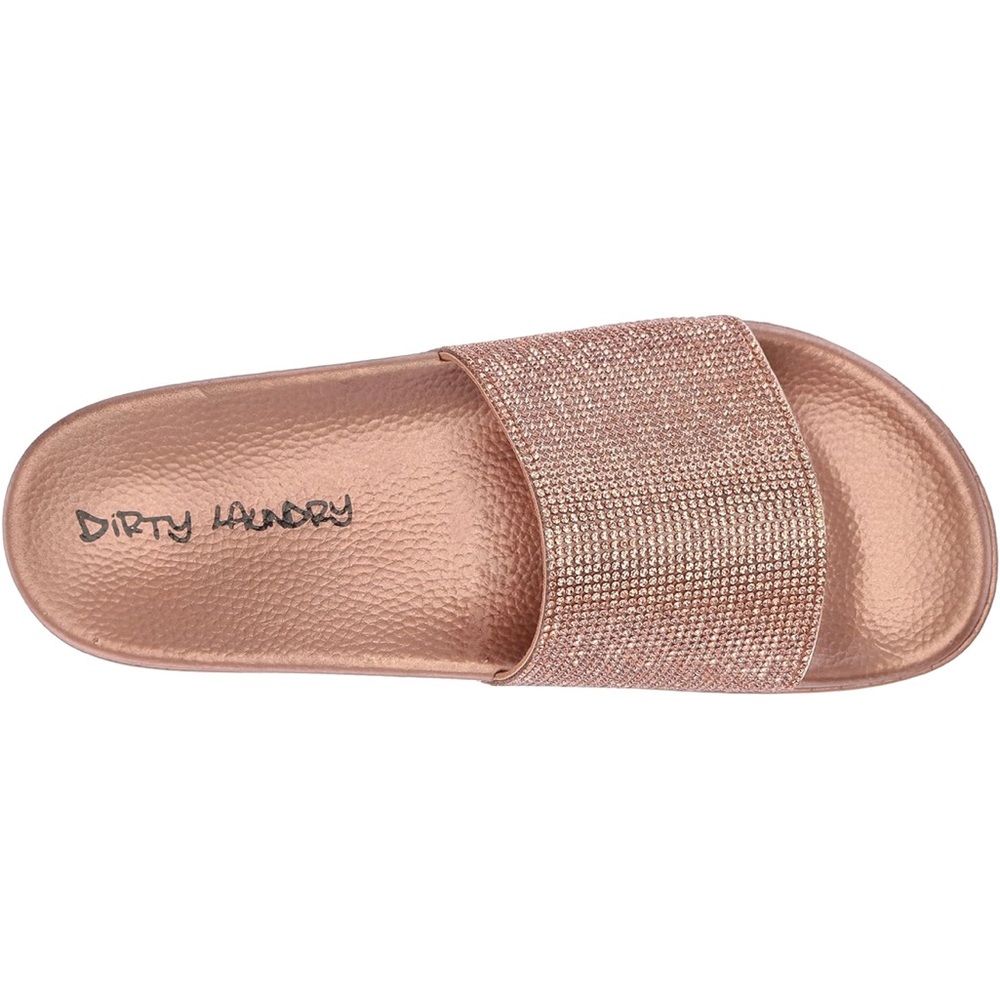 Dirty Laundry Rose Gold Sparkle Bling Rhinestone Slide Sandal